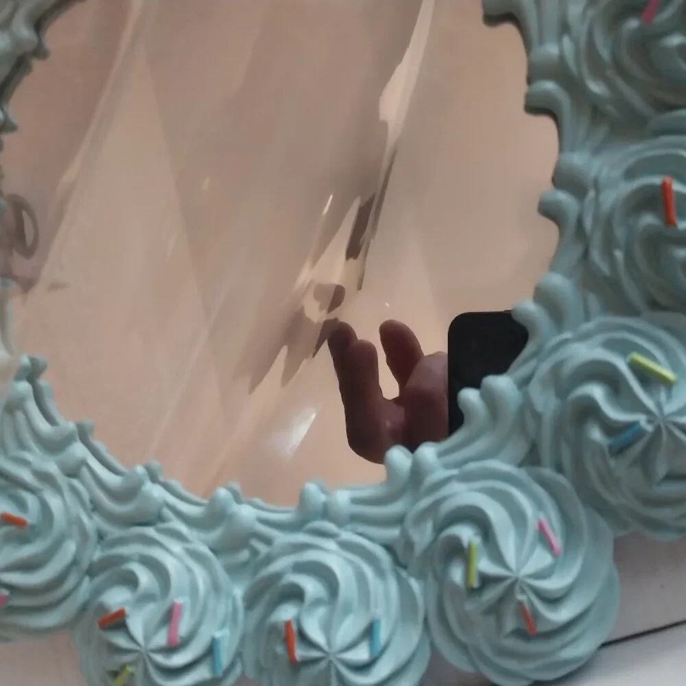 Aqua Swirl Decorative Wall Mirror - Whimsical Home Accent